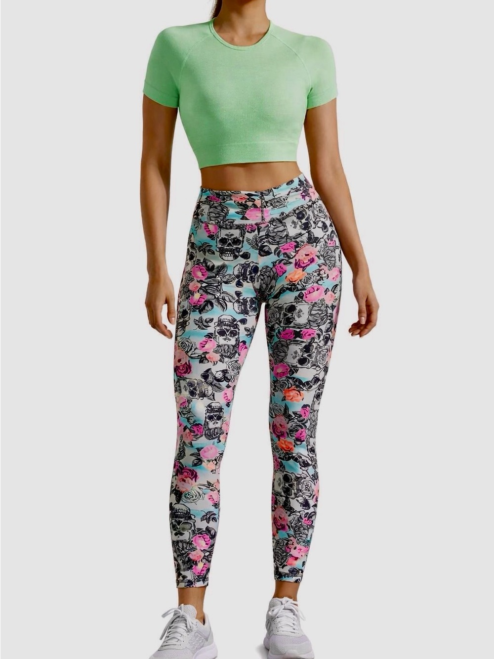 Floral Skull Print Leggings XS NWOT